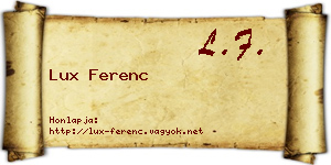 Lux Ferenc névjegykártya